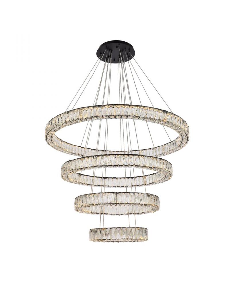 Monroe 41 inch LED four ring chandelier in black