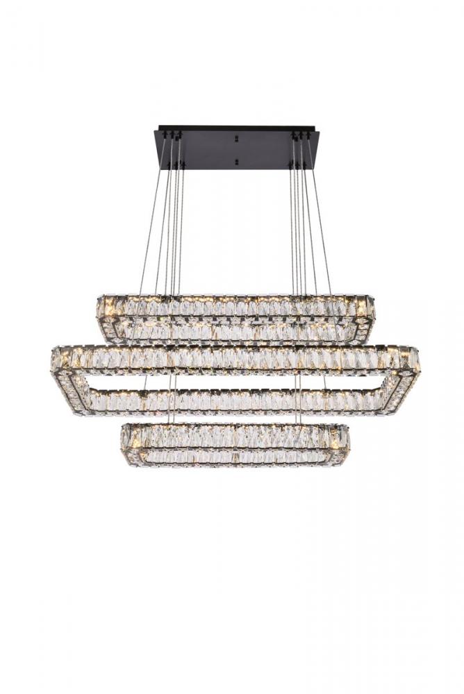 Monroe 42 inch LED triple rectangle pendant in black