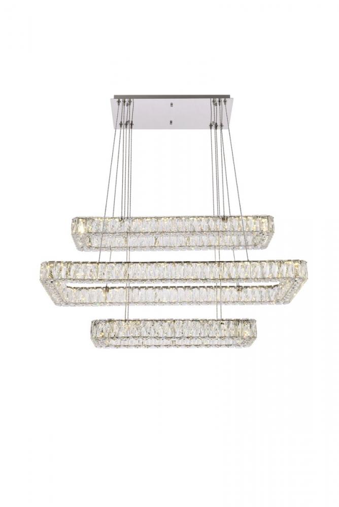 Monroe 42 inch LED triple rectangle pendant in chrome