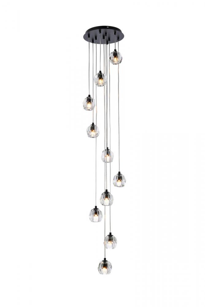 Eren 10 lights black pendant