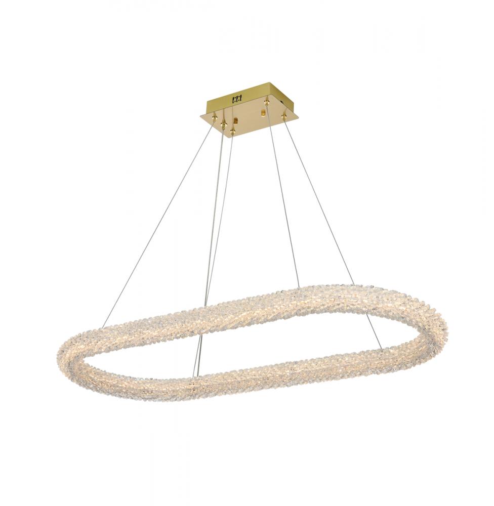 Bowen Hang L41.5&#34; W18&#34; H2.5&#34; LED 48W DIM 3CCT  Satin Gold