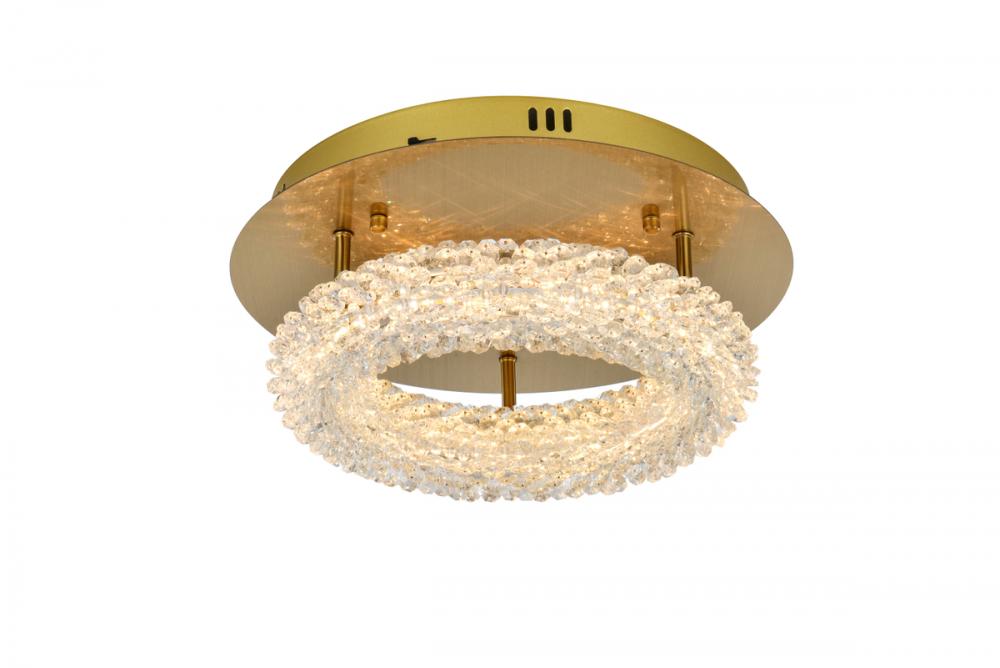 Bowen Flush Mount D14&#34; H5.5&#34; LED 15W DIM 3CCT  Satin Gold