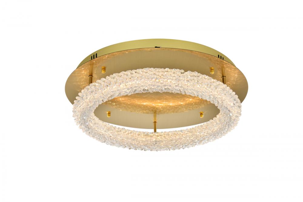 Bowen Flush Mount D22&#34; H5.5&#34; LED 28W DIM 3CCT  Satin Gold