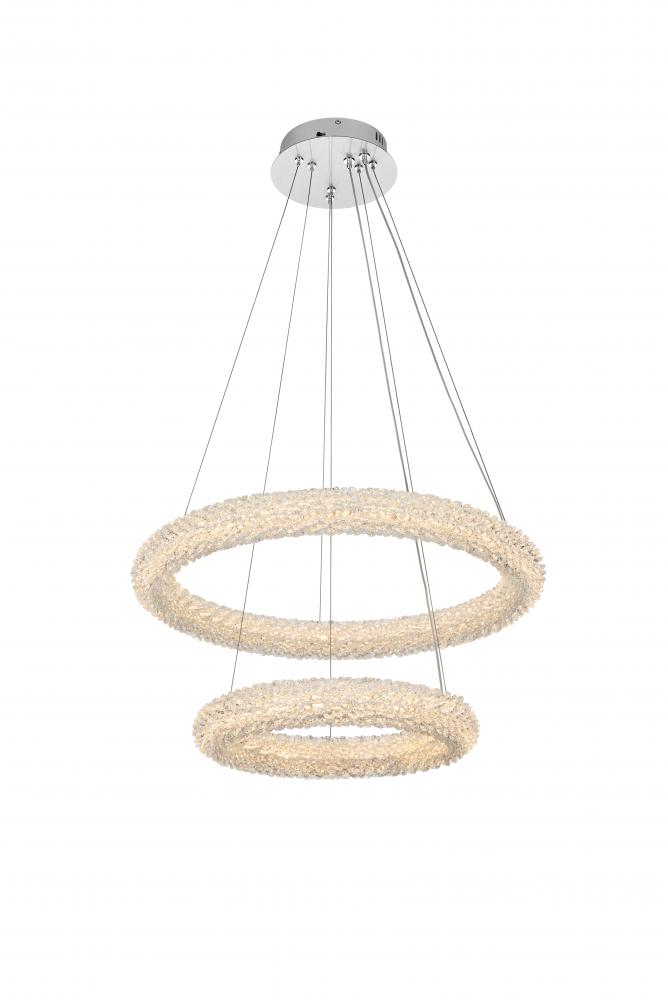 Bowen Hang D24&#34;+D16&#34; LED 56W DIM 3CCT  Chrome