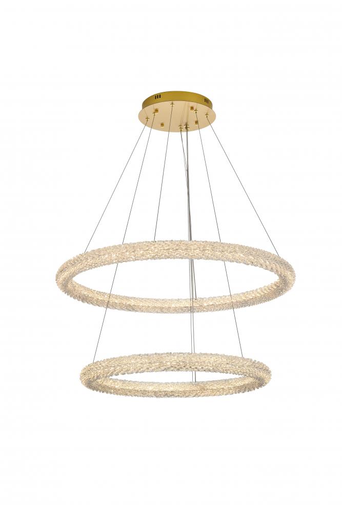 Bowen Hang D35.5&#34;+D27.5&#34;H12&#34;LED 80W L2 Satin Gold