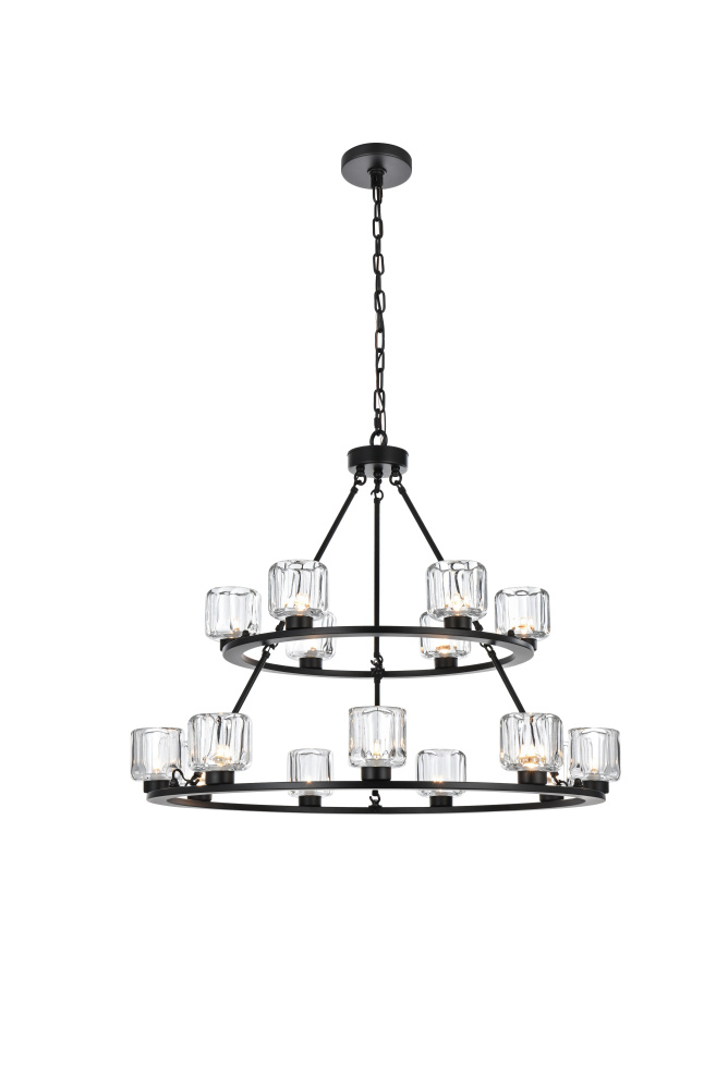 Pendant Light D36&#34;+26&#34; G9 Lt15 40W Black