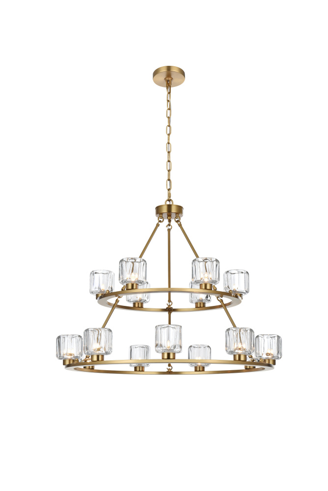Pendant Light D36&#34;+26&#34; G9 Lt15 40W Satin Gold