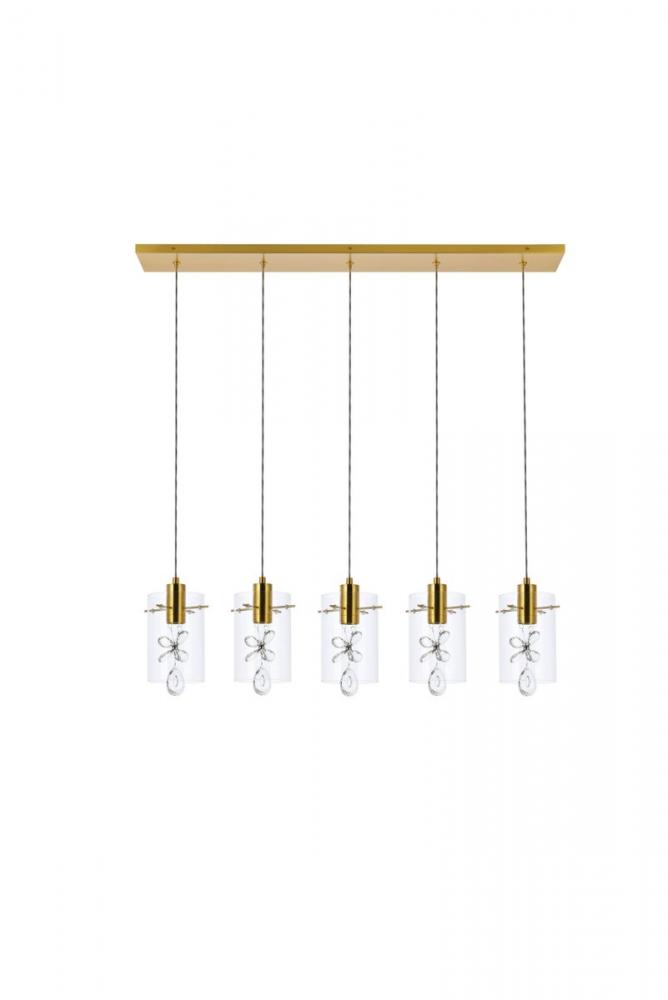 Hana Pendant Lamp L36 x W6.38 x  H10.4  L5*5W  Gold