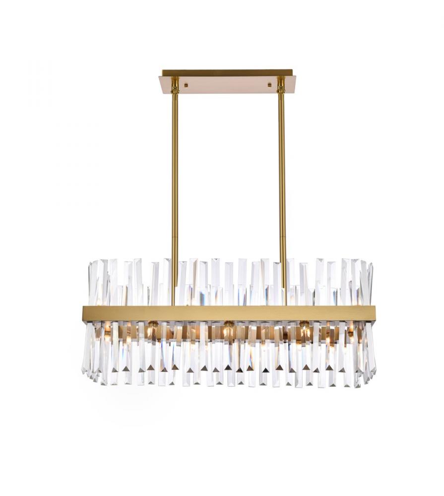 Serephina 30 inch crystal rectangle chandelier light in satin gold