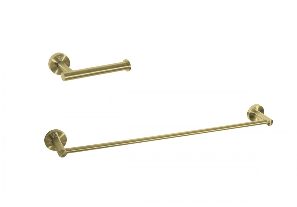 Bathroom hardware set 24&#34;x2.8&#34;+6.2&#34;x3.5&#34; brushed gold