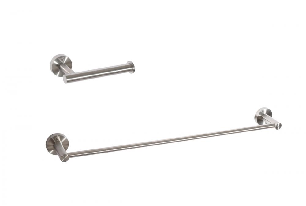 Bathroom hardware set 24&#34;x2.8&#34;+6.2&#34;x3.5&#34; brushed nickel