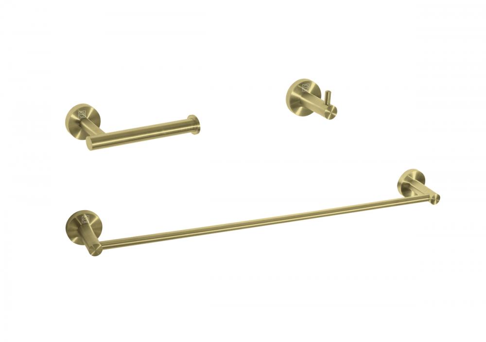 Bathroom hardware set 24&#34;x2.8&#34;+6.2&#34;x3.5&#34;+2.6&#34;x1.6&#34; brushed gold