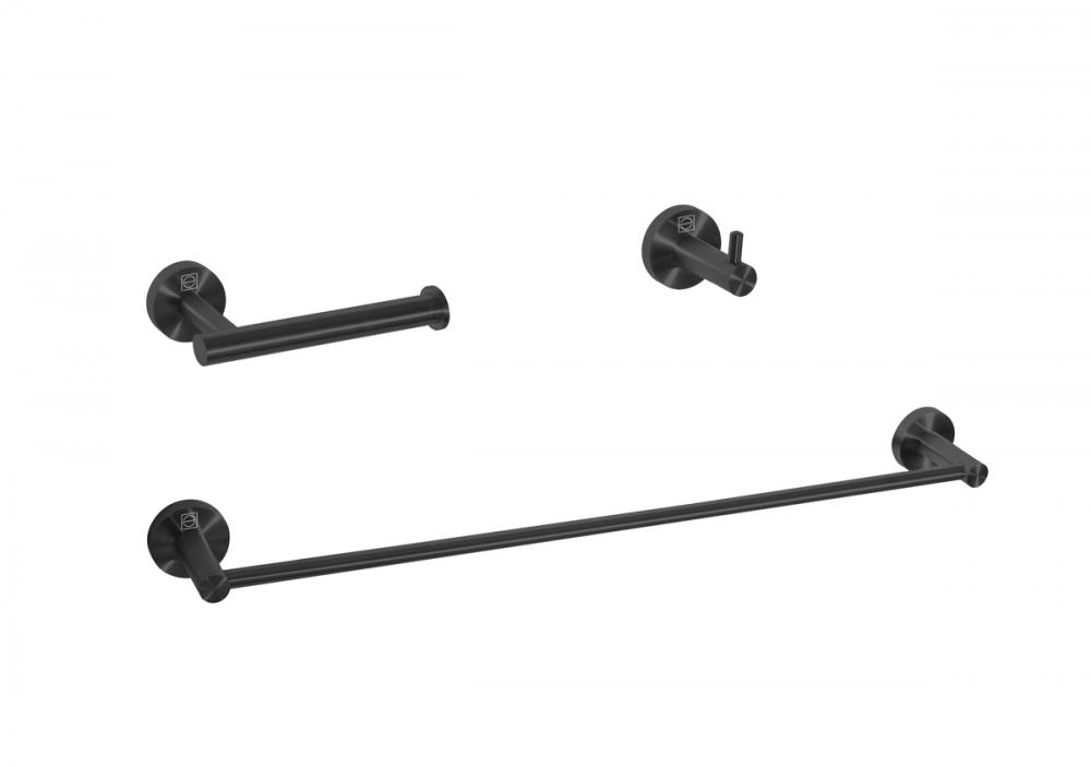 Bathroom hardware set 24&#34;x2.8&#34;+6.2&#34;x3.5&#34;+2.6&#34;x1.6&#34; matte black