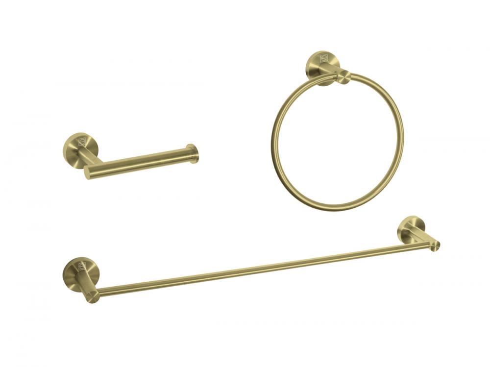 Bathroom hardware set 24&#34;x2.8&#34;+6.2&#34;x3.5&#34;+7&#34; brushed gold