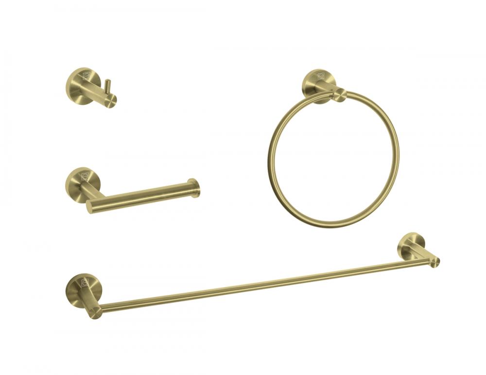 Bathroom hardware set 24&#34;x2.8&#34;+6.2&#34;x3.5&#34;+2.6&#34;x1.6&#34;+7&#34; brushed gold