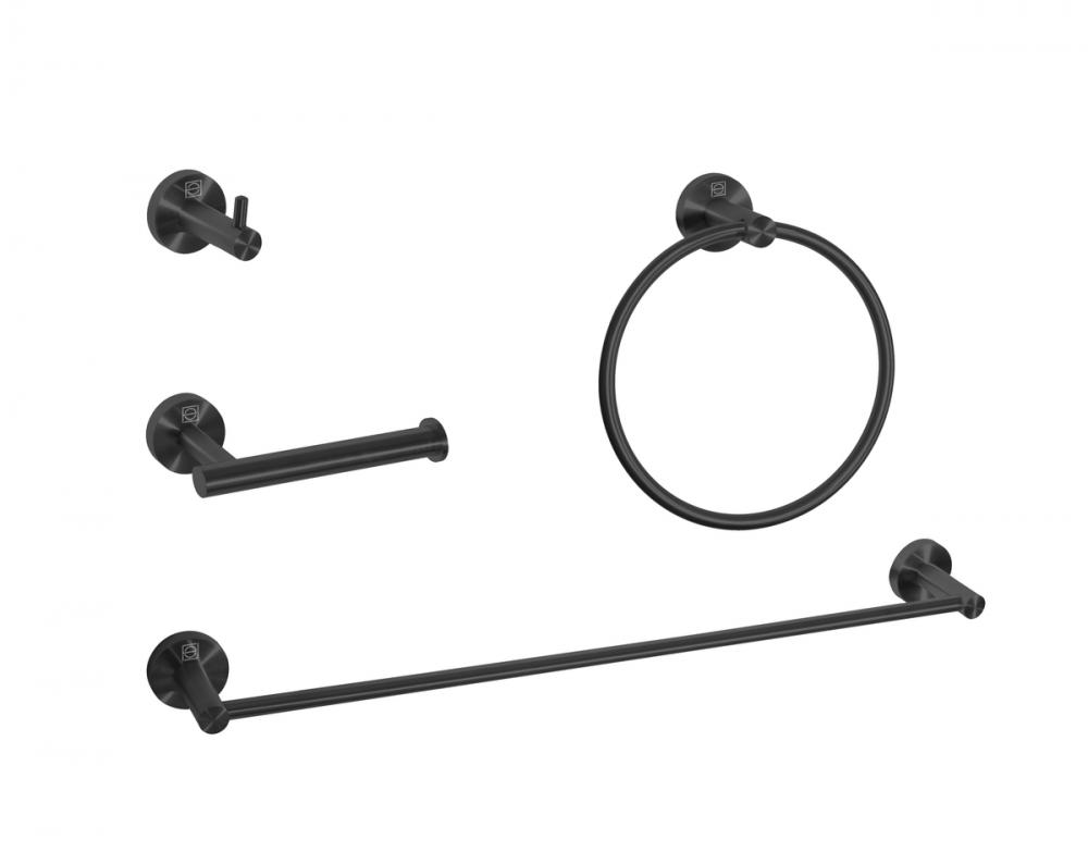 Bathroom hardware set 24&#34;x2.8&#34;+6.2&#34;x3.5&#34;+2.6&#34;x1.6&#34;+7&#34; matte black