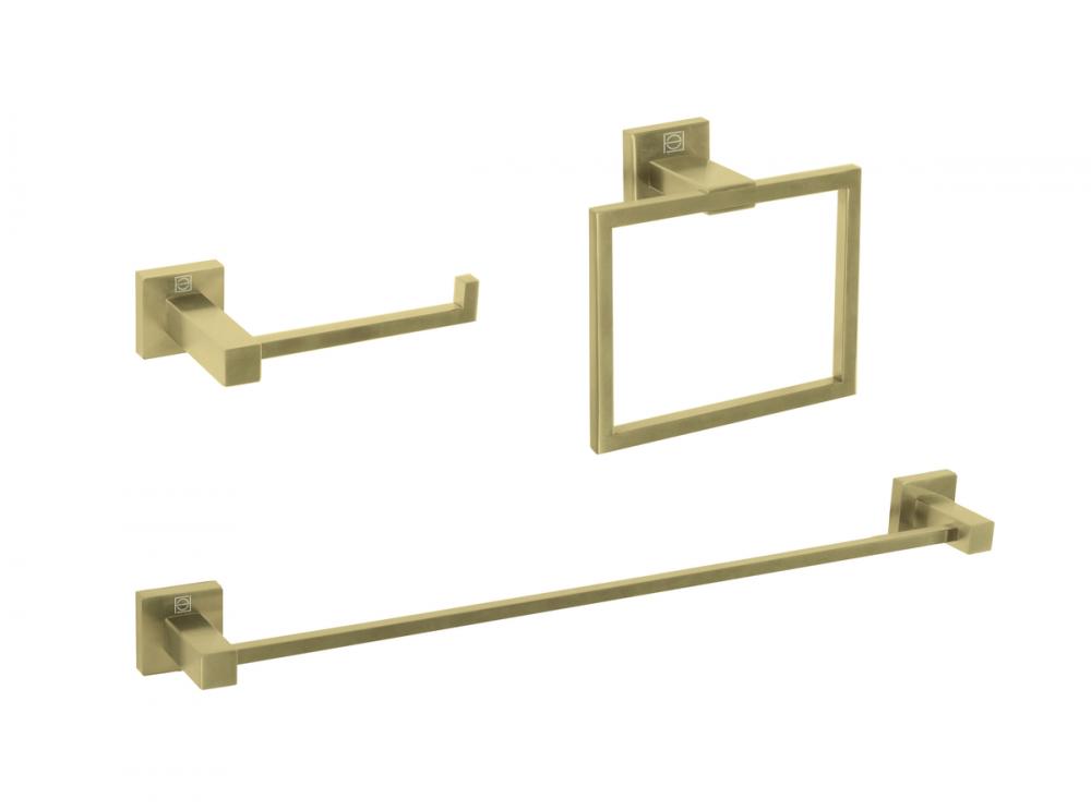 Bathroom hardware set 24&#34;x2.7+6.6&#34;x3.1&#34;+7.8&#34;x5.9 brushed gold