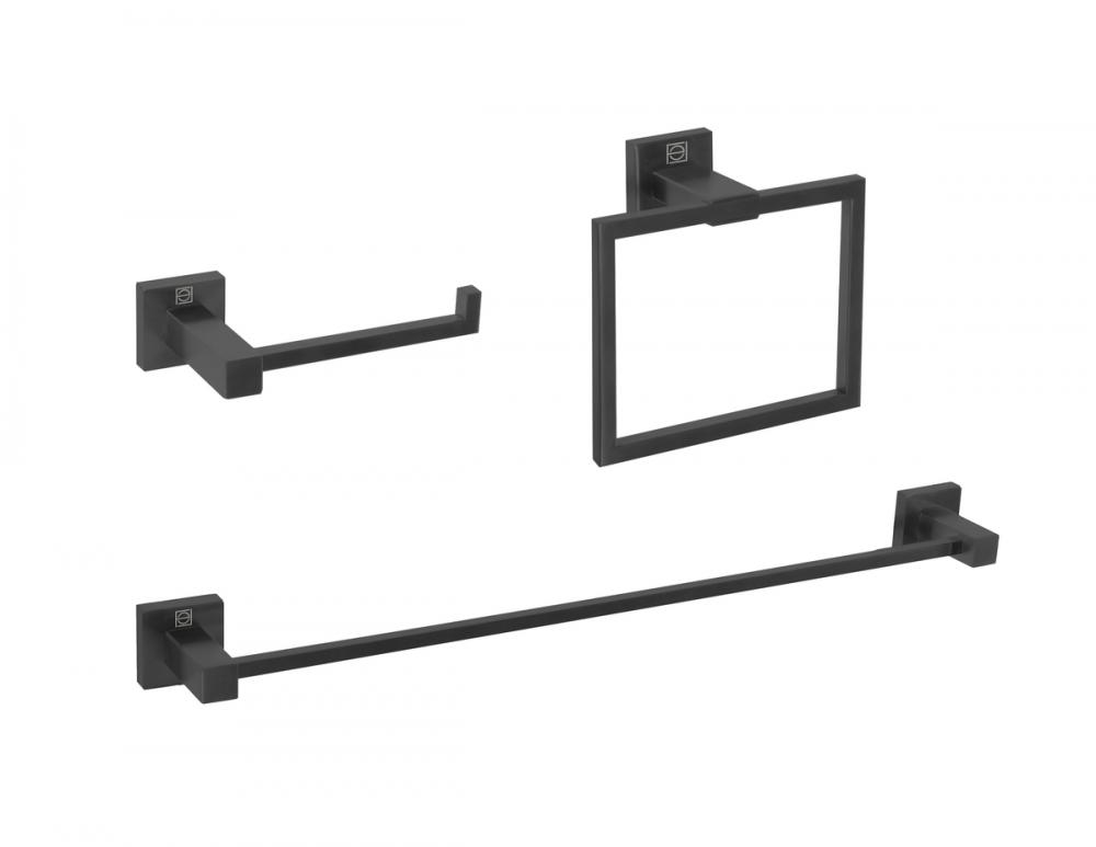 Bathroom hardware set 24&#34;x2.7+6.6&#34;x3.1&#34;+7.8&#34;x5.9 matte black