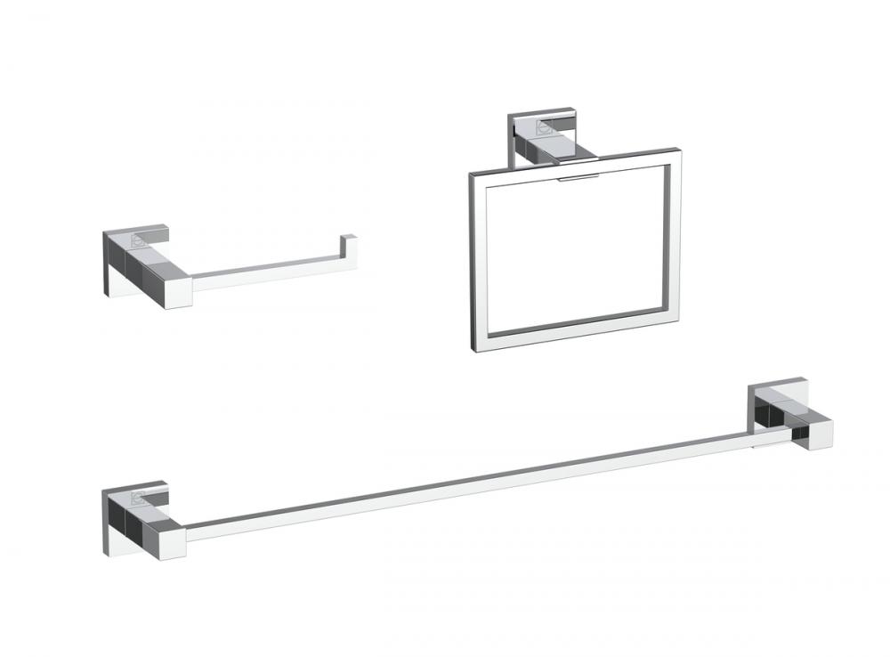 Bathroom hardware set 24&#34;x2.7+6.6&#34;x3.1&#34;+7.8&#34;x5.9 chrome