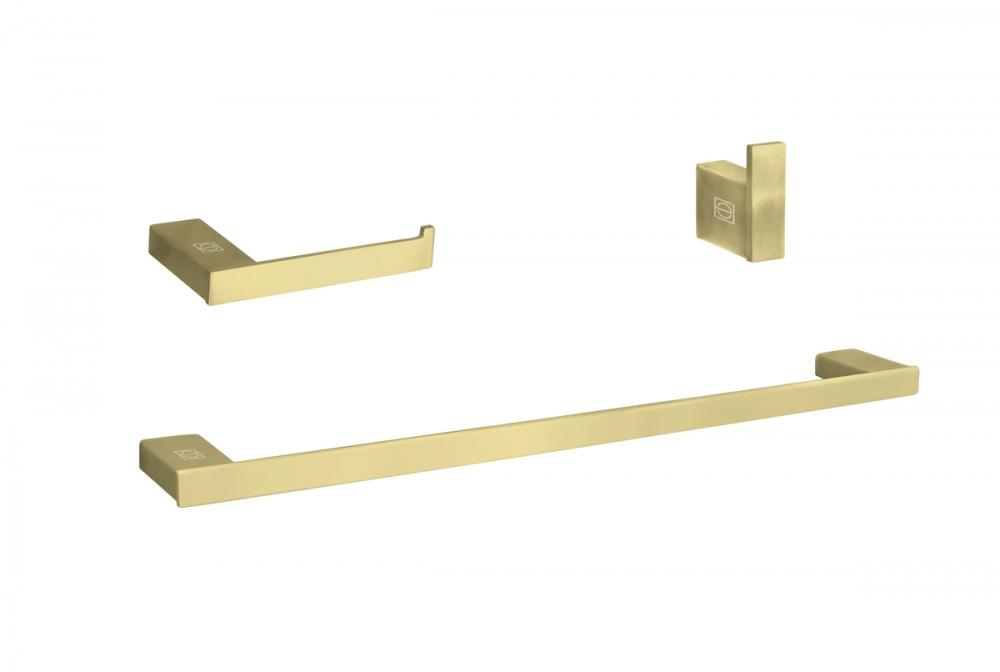 Bathroom hardware set 24&#34;x2.9&#34;+7&#34;x2.9&#34;+2.2&#34;x1.5&#34; brushed gold