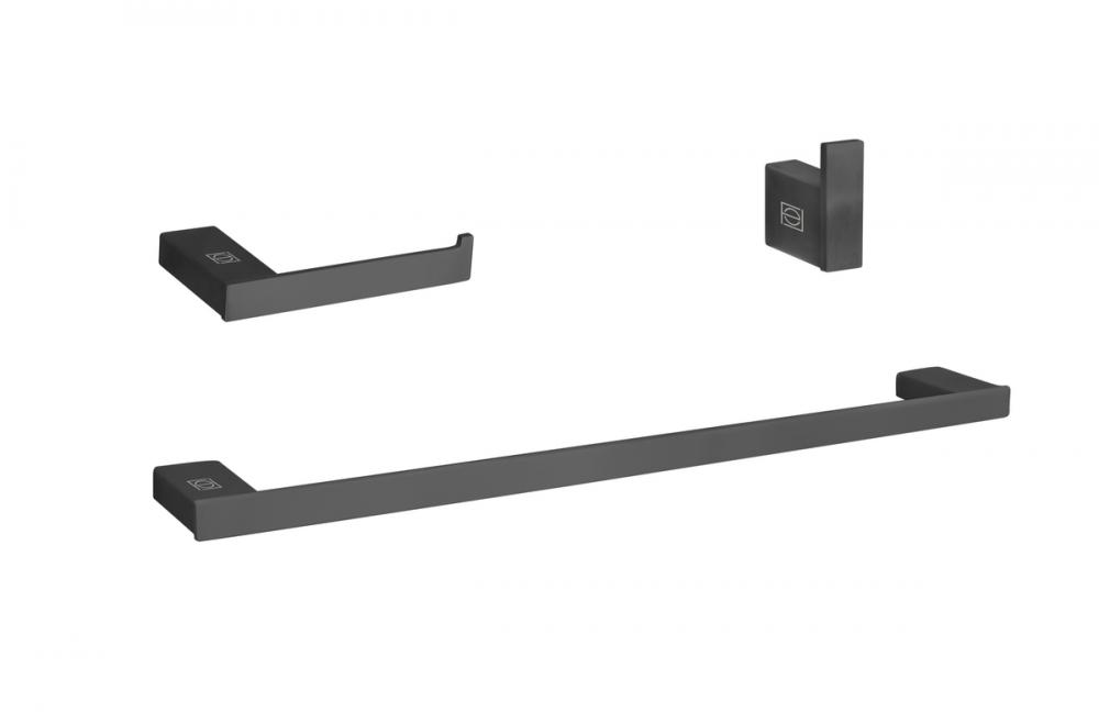 Bathroom hardware set 24&#34;x2.9&#34;+7&#34;x2.9&#34;+2.2&#34;x1.5&#34; matte black