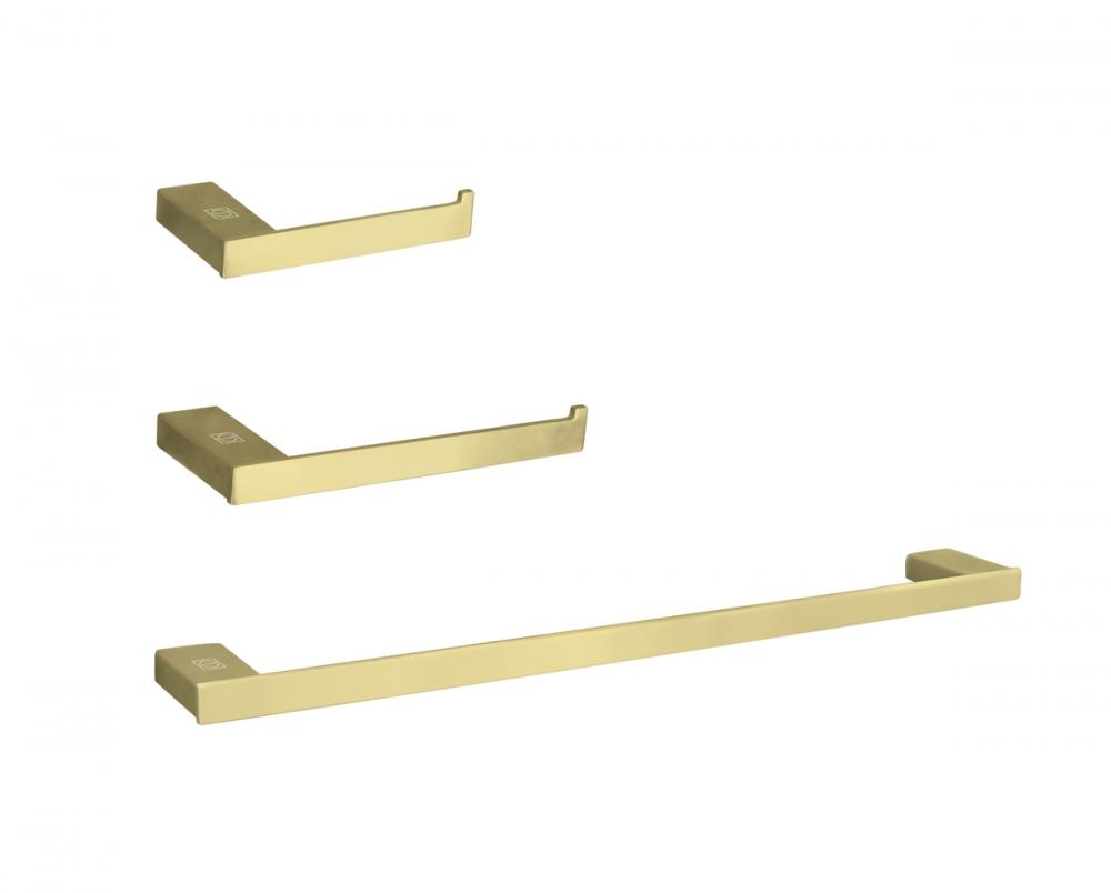 Bathroom hardware set 24&#34;x2.9&#34;+7&#34;x2.9&#34;+9.6&#34;x2.9&#34; brushed gold