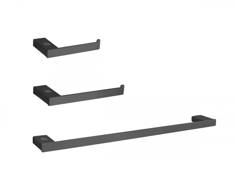 Bathroom hardware set 24&#34;x2.9&#34;+7&#34;x2.9&#34;+9.6&#34;x2.9&#34; matte black