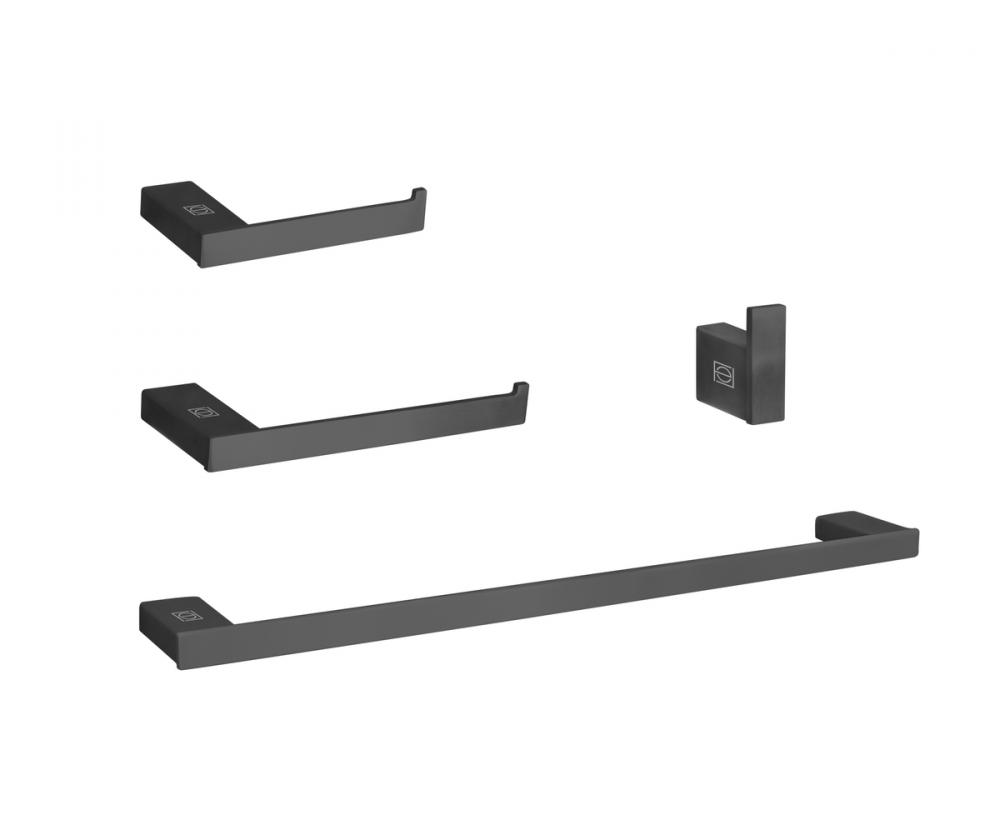 Bathroom hardware set 24&#34;x2.9&#34;+7&#34;x2.9&#34;+2.2&#34;x1.5&#34;+9.6&#34;x2.9&#34; matte bla