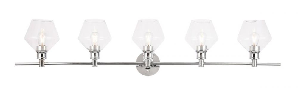 Gene 5 light Chrome and Clear  glass Wall sconce