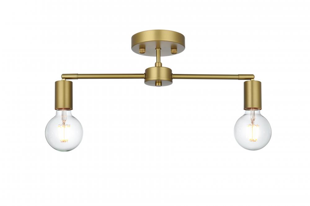 Zane Ceiling Lamp L21.5&#34;W4.7&#34;H6.2&#34; Satin Gold