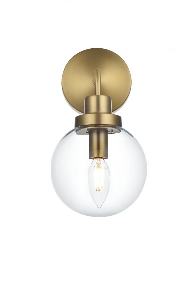 Hanson Wall Sconce L5.9&#34;H11.7&#34;E8.1&#34;  C/GL Satin Gold