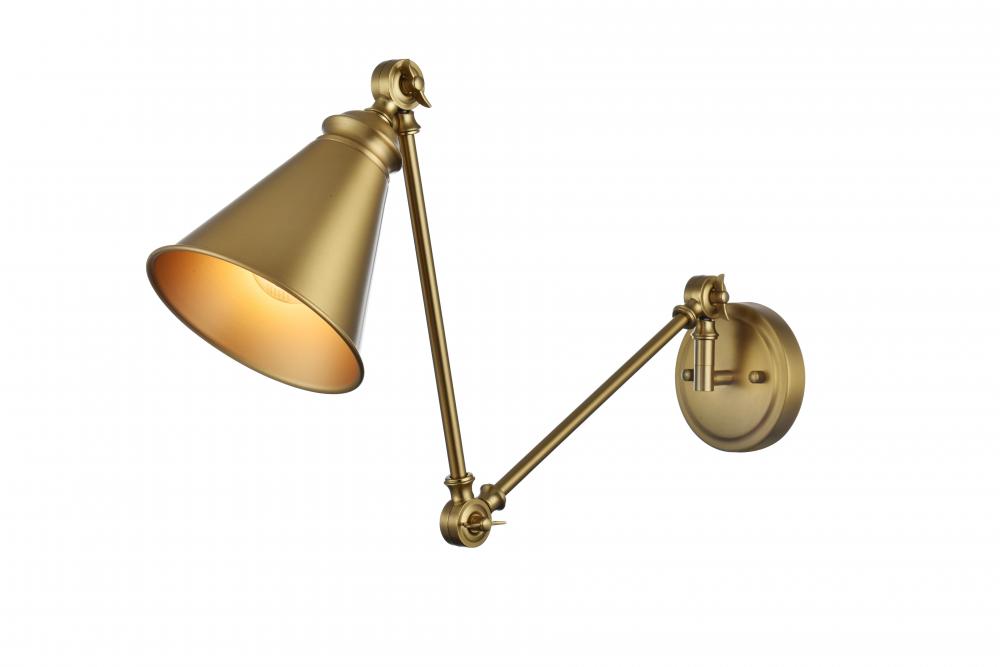 Wall sconce W5.9&#34;x E15.7&#34; x H17.7&#34;L1 Satin Gold