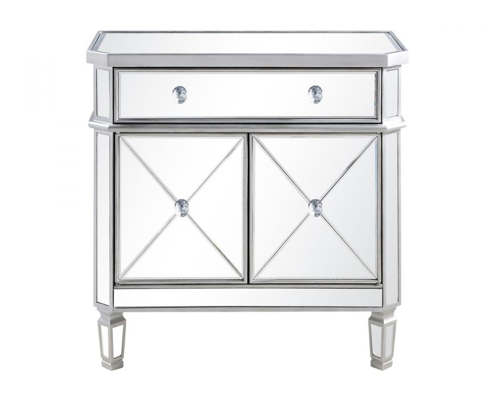 1 Drawer 2 Door Cabinet 32 in. x 16 in. x 32 in. in silver Clear