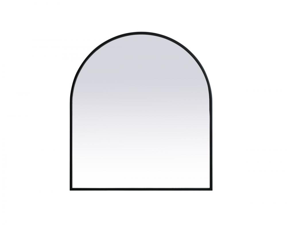 Metal Frame Arch Mirror 27x30 Inch in Black