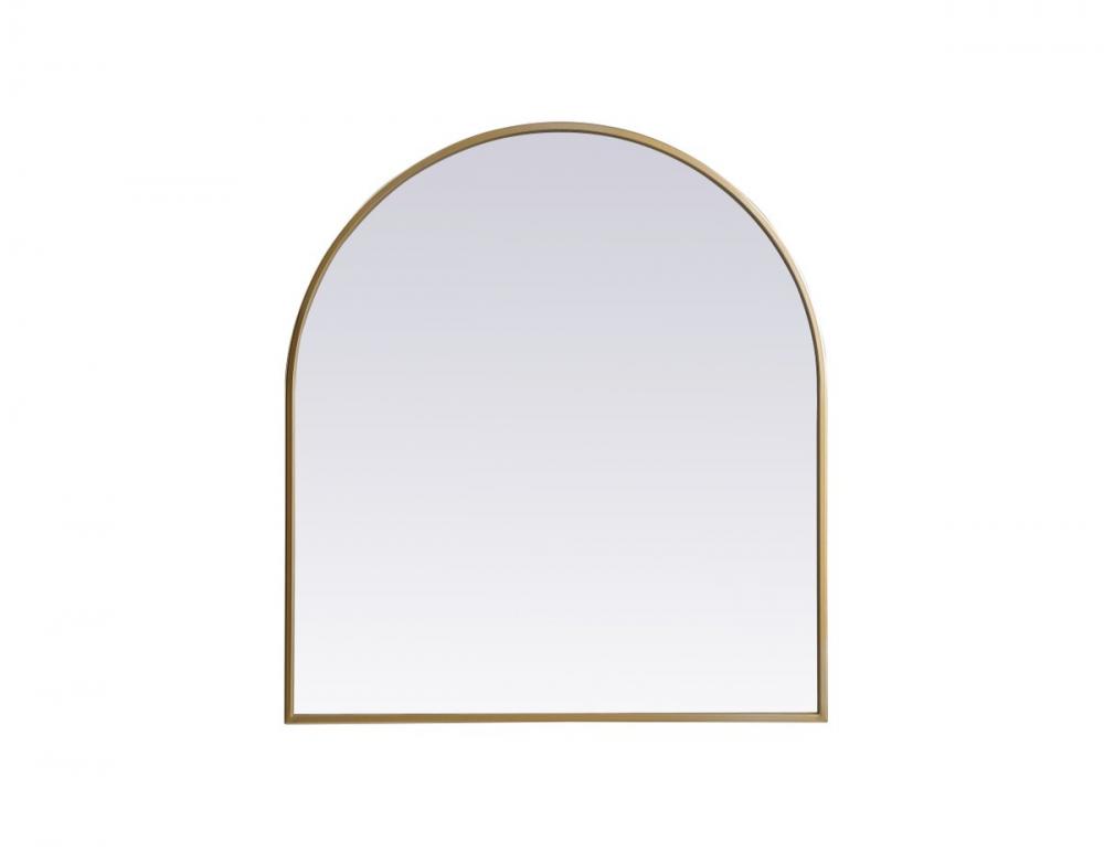 Metal Frame Arch Mirror 27x30 Inch in Brass