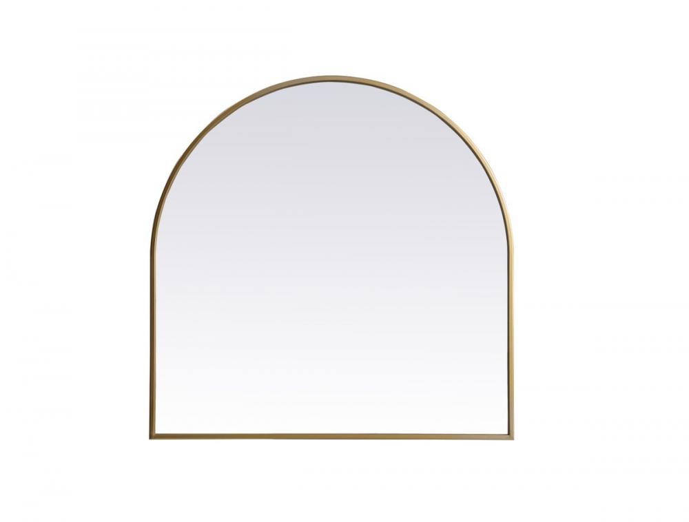 Metal Frame Arch Mirror 30x30 Inch in Brass