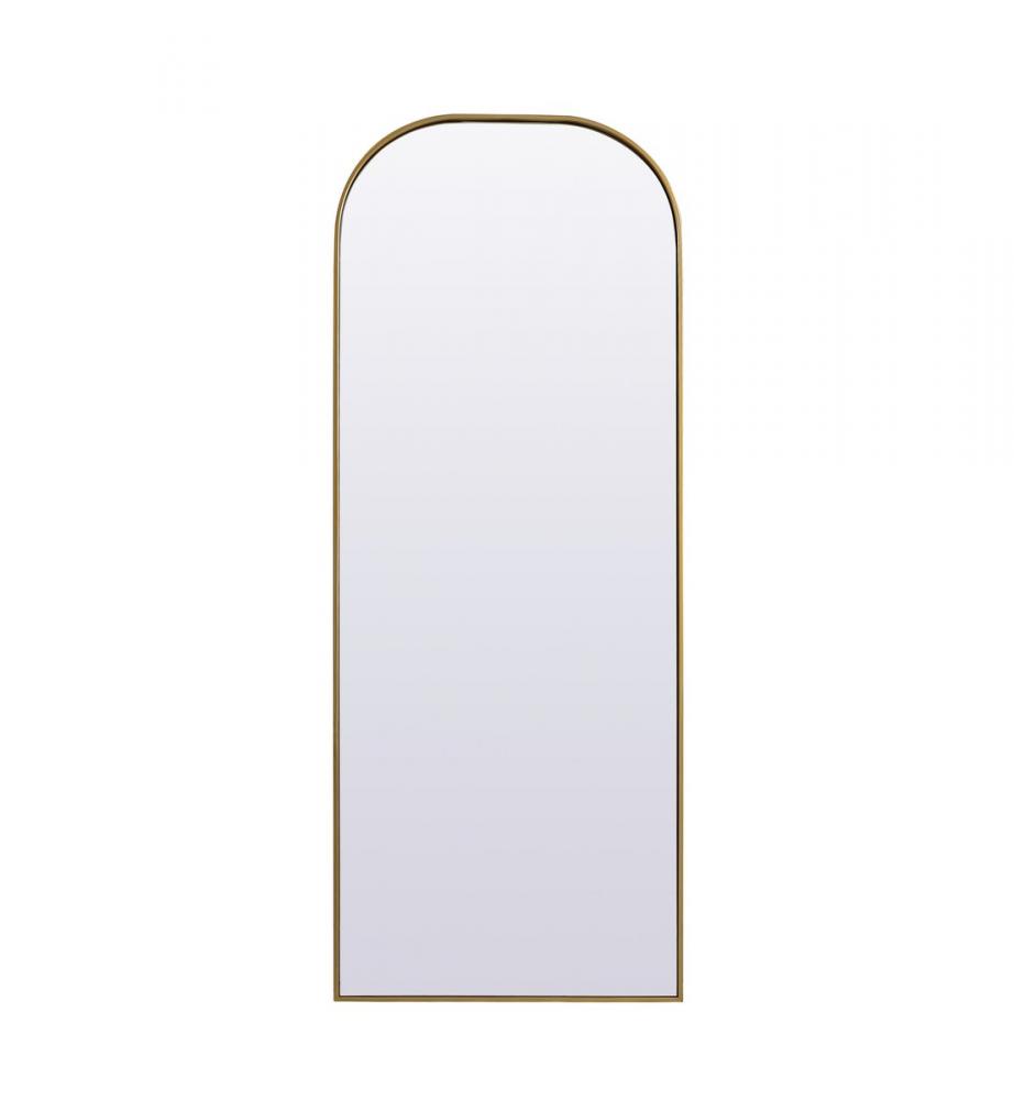 Metal Frame Arch Full Length Mirror 28x74 Inch in Brass