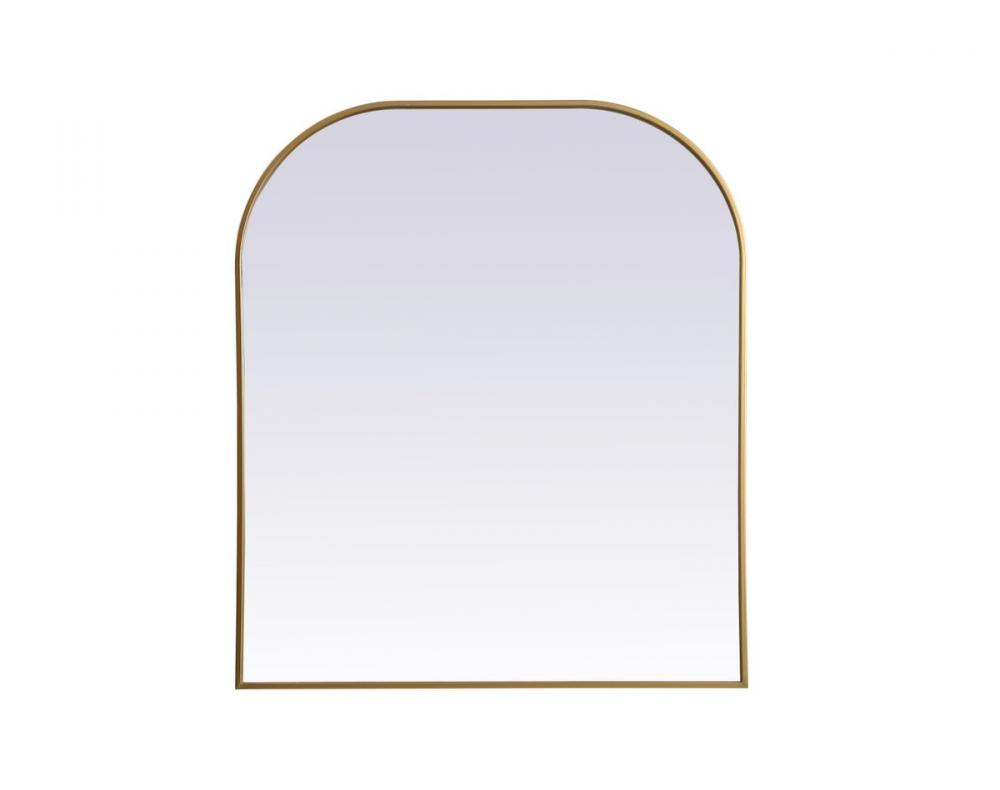 Metal Frame Arch Mirror 36x42 Inch in Brass