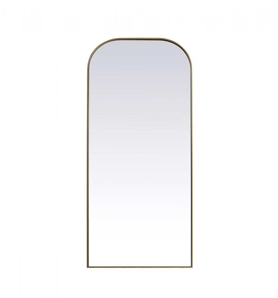 Metal Frame Arch Full Length Mirror 32x76 Inch in Brass