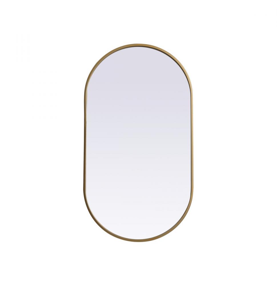 Metal Frame Oval Mirror 20x36 Inch in Brass