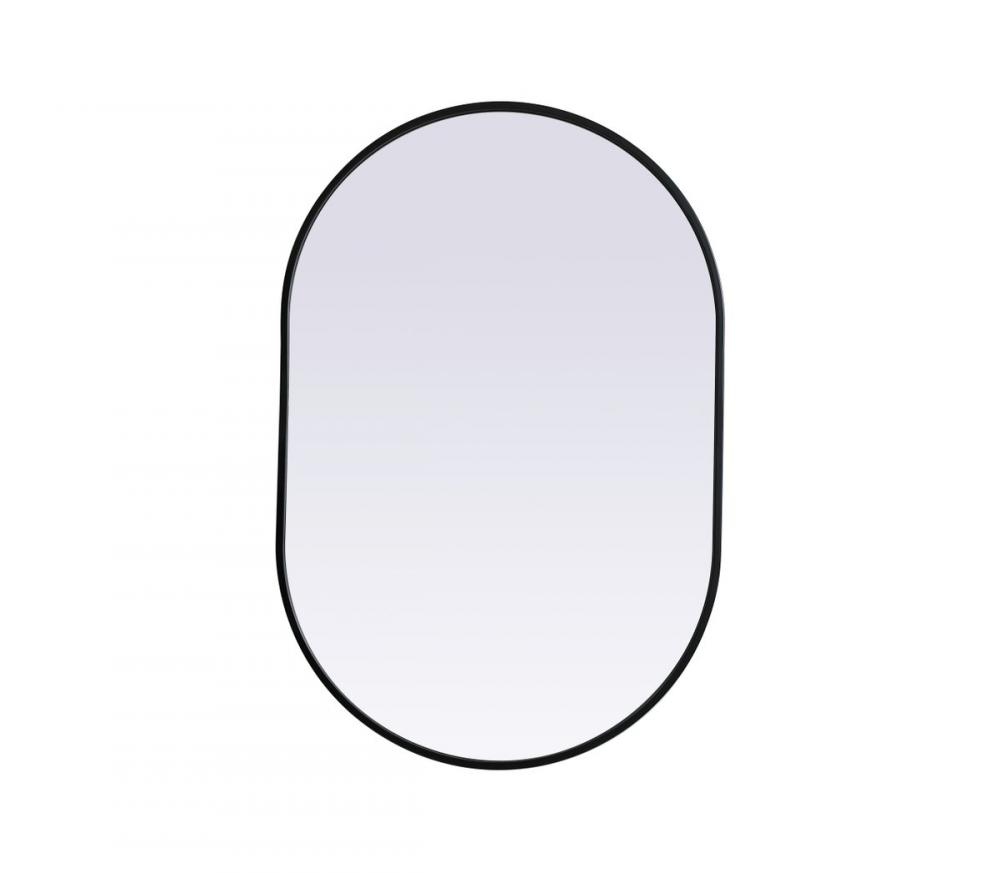 Metal Frame Oval Mirror 24x36 Inch in Black