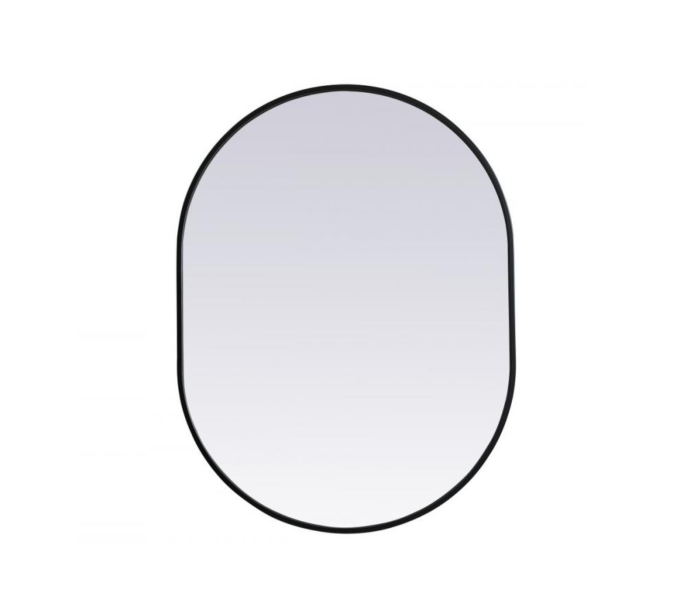 Metal Frame Oval Mirror 27x36 Inch in Black