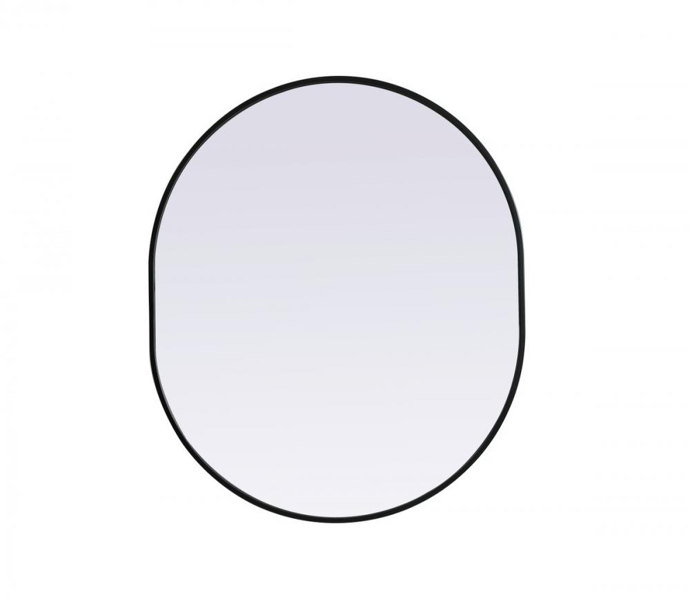 Metal Frame Oval Mirror 30x36 Inch in Black