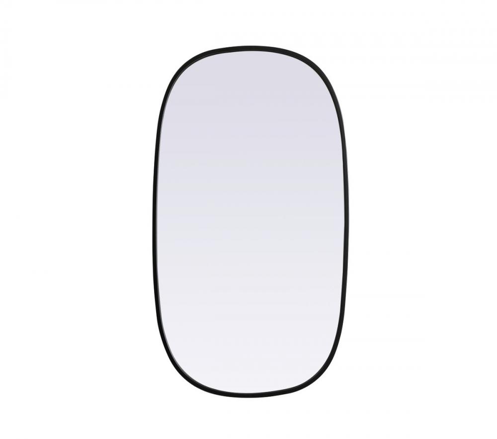 Metal Frame Oval Mirror 20x36 Inch in Black