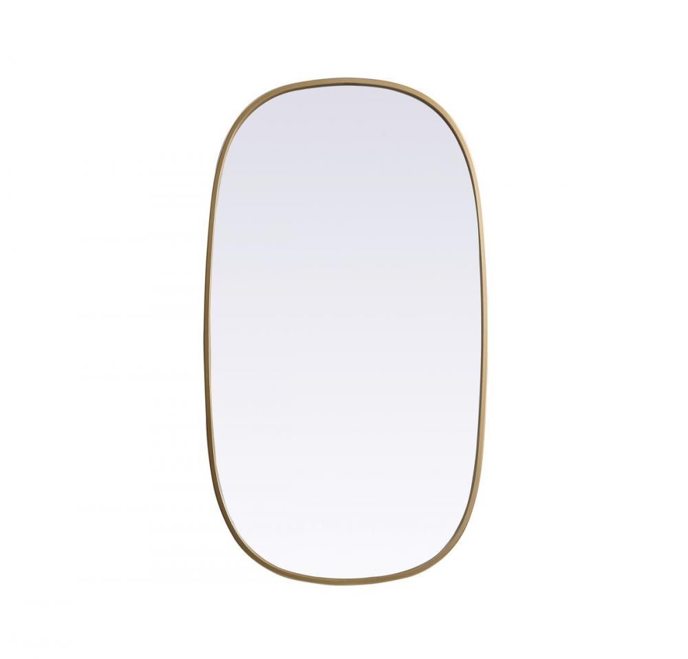 Metal Frame Oval Mirror 20x36 Inch in Brass