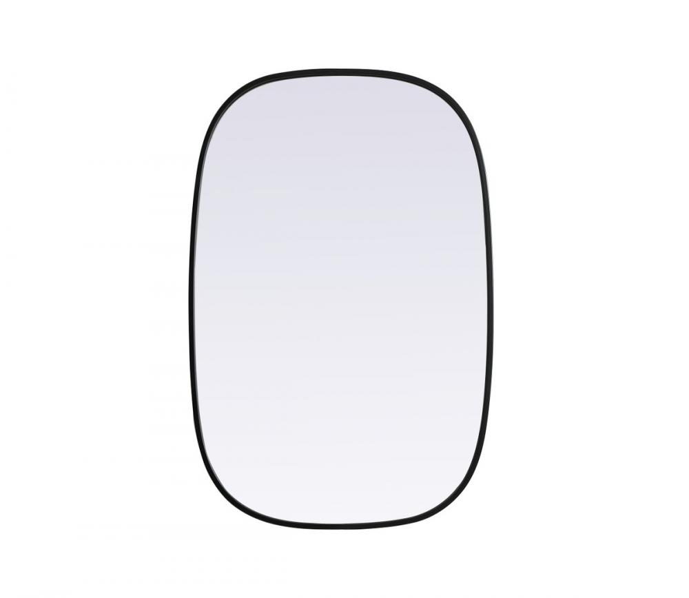 Metal Frame Oval Mirror 24x36 Inch in Black