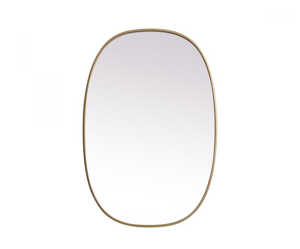 Metal Frame Oval Mirror 27x40 Inch in Brass
