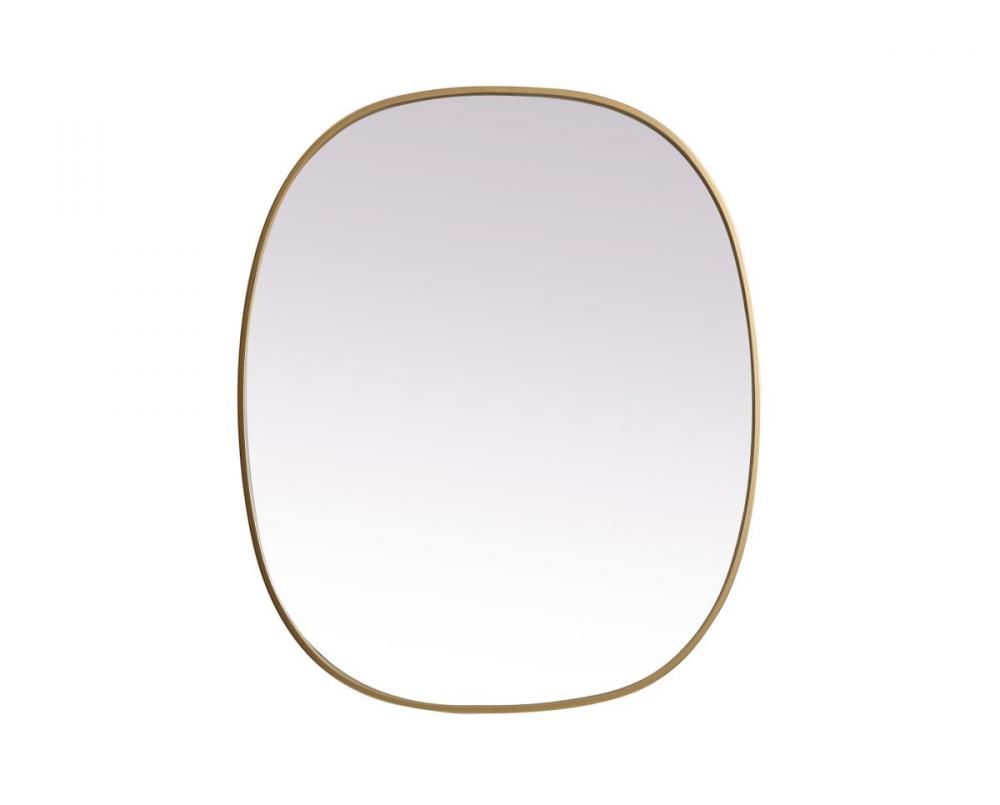 Metal Frame Oval Mirror 30x36 Inch in Brass