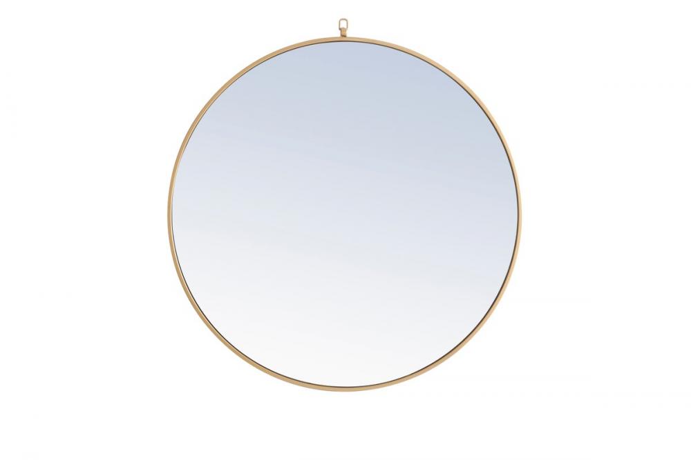 Metal frame Round Mirror with decorative hook 42 inch Brass finish