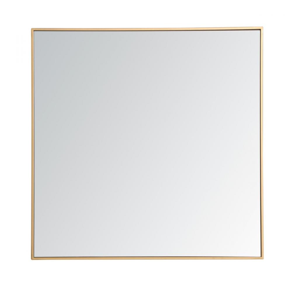 Metal frame square mirror 36 inch in Brass